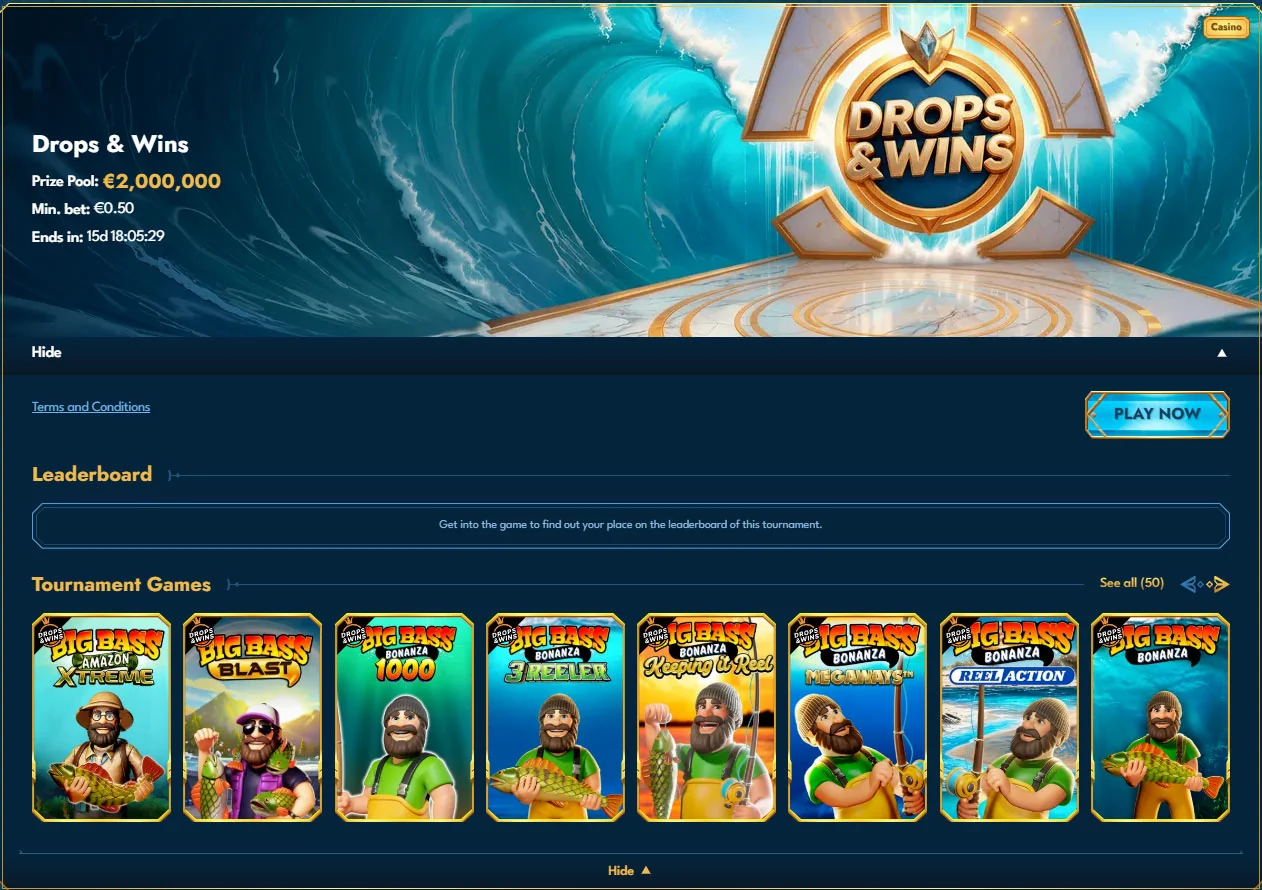 Drops and Wins Turniere Casea Casino